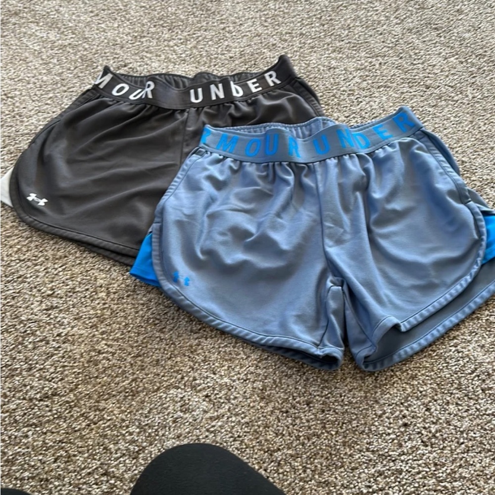 Two pair of under armour shorts, medium. 5” inseams with pockets